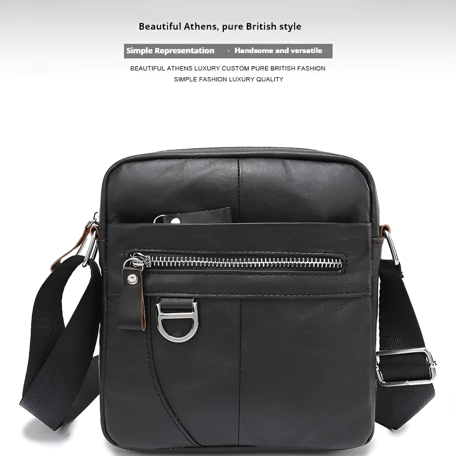 Brown retro style crossbody leather messenger bag shown from the front.
