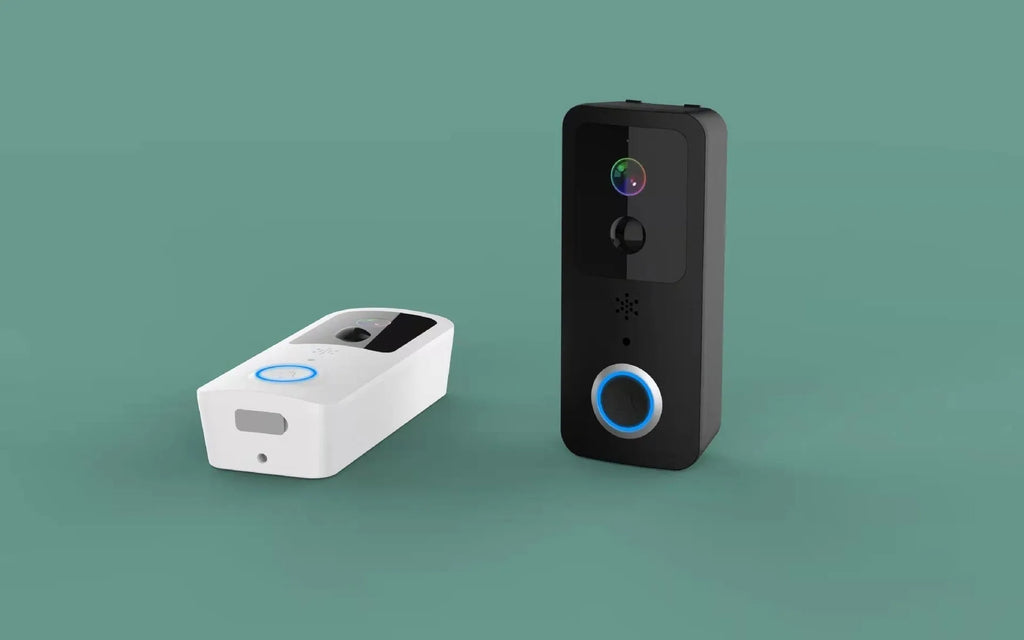 Black and white waterproof smart visual doorbell with camera for remote intercom