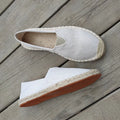 Men's solid colour canvas and linen shoes with round toe in black, grey, white, or brown