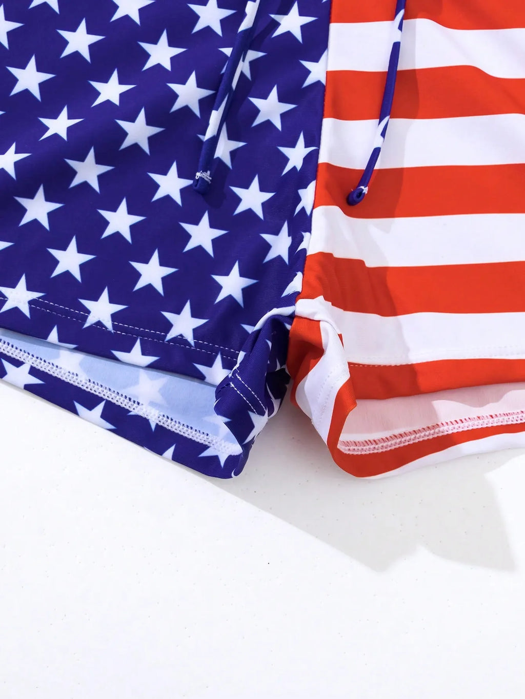 Women's high waist boxer swimsuit with drawstring waistband in Stars and Stripes pattern