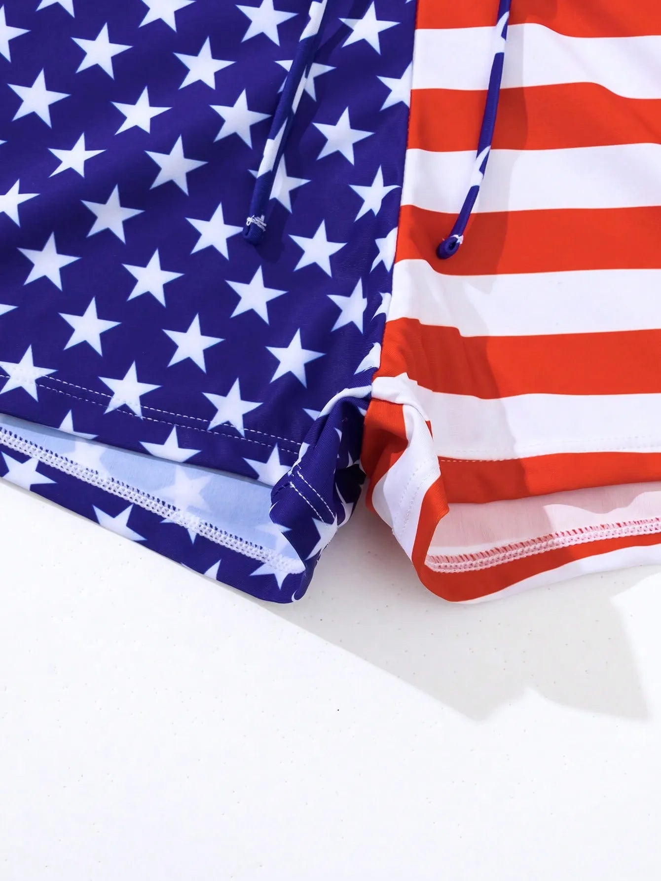 Women's high waist boxer swimsuit with drawstring waistband in Stars and Stripes pattern