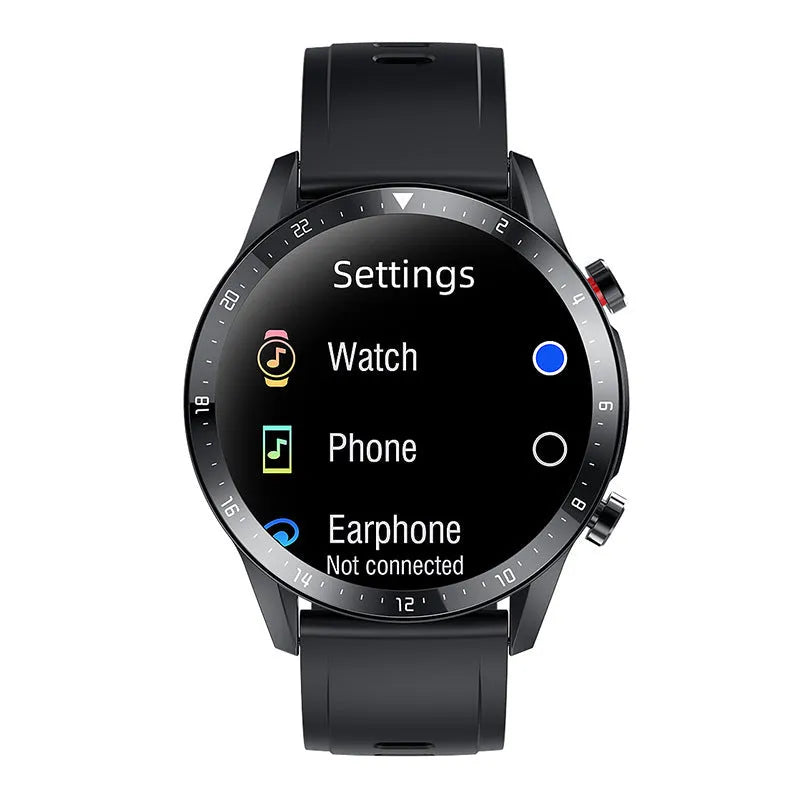 Black Bluetooth smart watch bracelet with 1.3 inch screen on a wrist, showing heart rate display.
