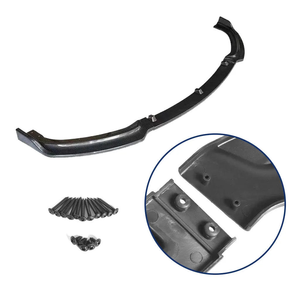 BMW 3 Series F30 F35 front bumper lip spoiler in bright black measuring 96cm long