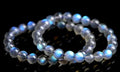 Natural cream body blue moonlight crystal bracelet with grinding finish texture