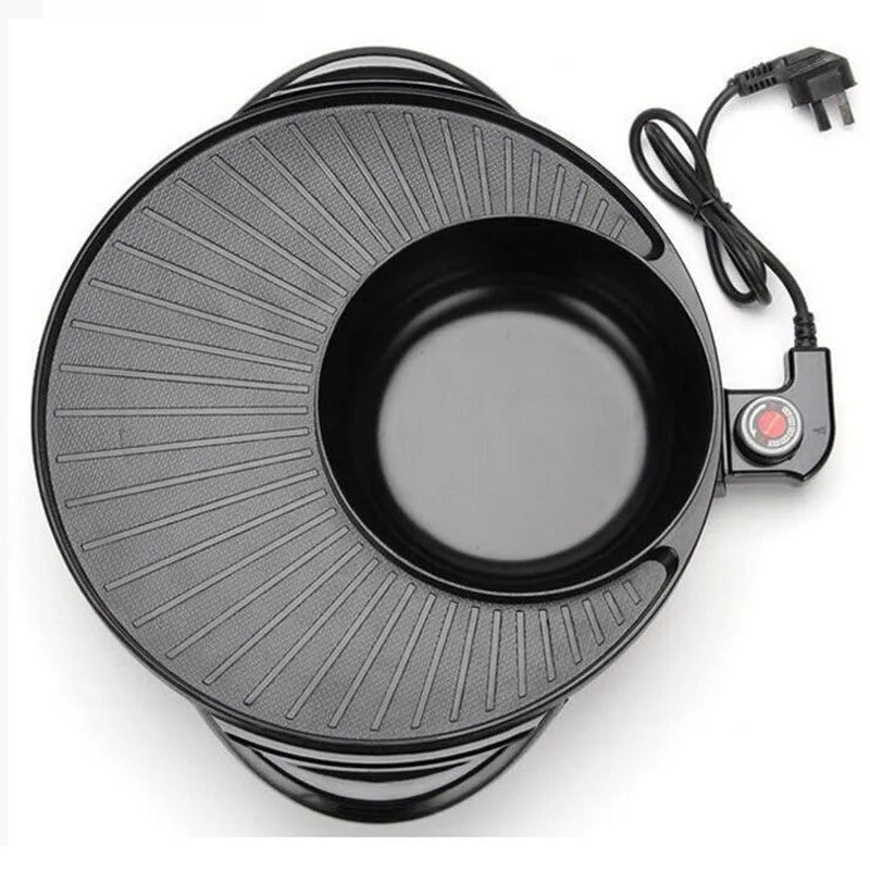 Black Korean-style electric multifunction cooking pot with 5L capacity and control panel