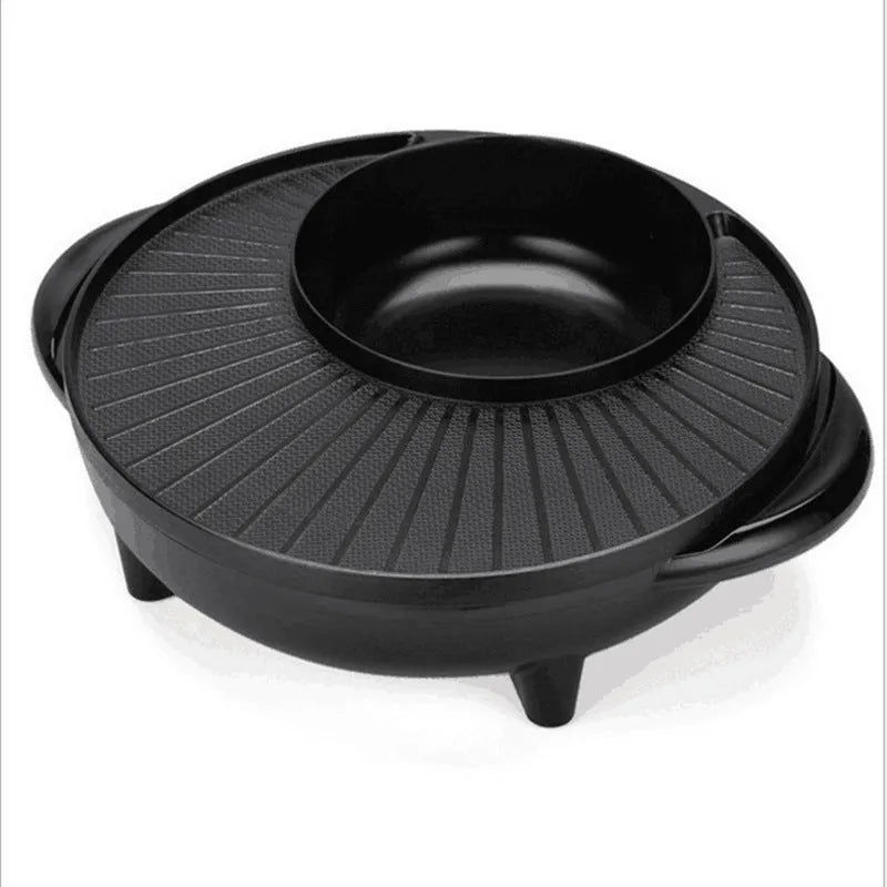 Black Korean-style electric multifunction cooking pot with 5L capacity and control panel