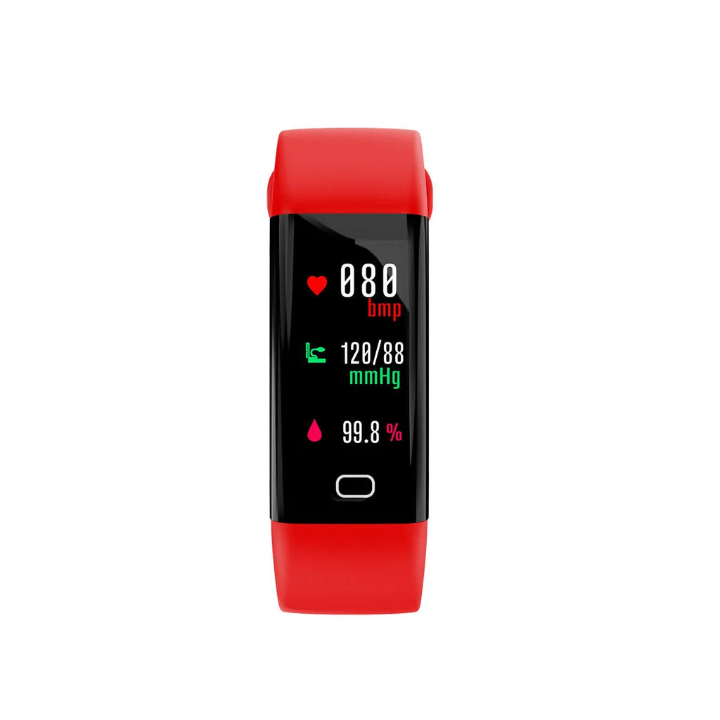 Smart band with large OLED screen and interchangeable coloured straps for fitness tracking
