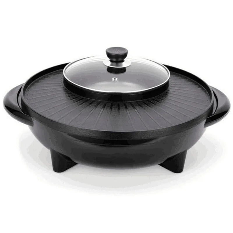 Black Korean-style electric multifunction cooking pot with 5L capacity and control panel