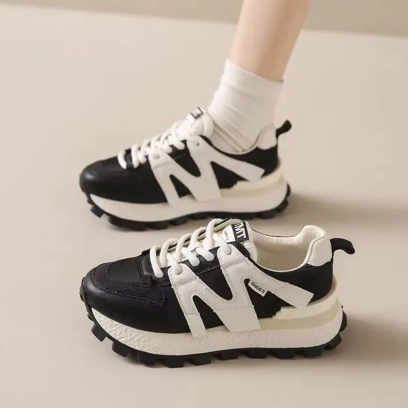 Women's casual platform sneaker in Beige with artificial PU upper, mesh lining, and front lace-up closure on white background