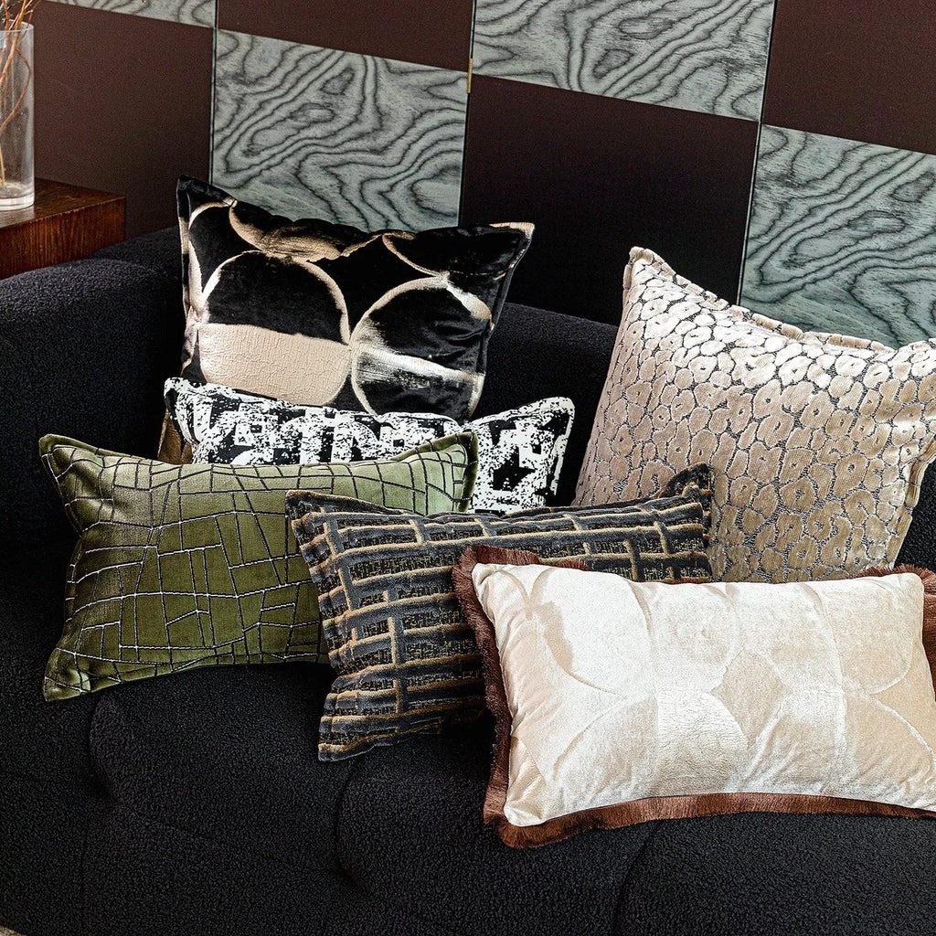 Black gold abstract pattern decorative pillowcase in three sizes with removable cover