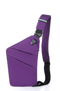 Men's anti-theft sling crossbody bag in polyester solid colour, regular trapezoid shape, available in multiple colours for business travel