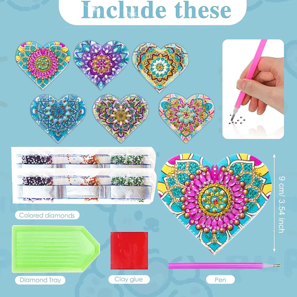 Six handmade PU leather bookmarks with crystal flower corners in modern style
