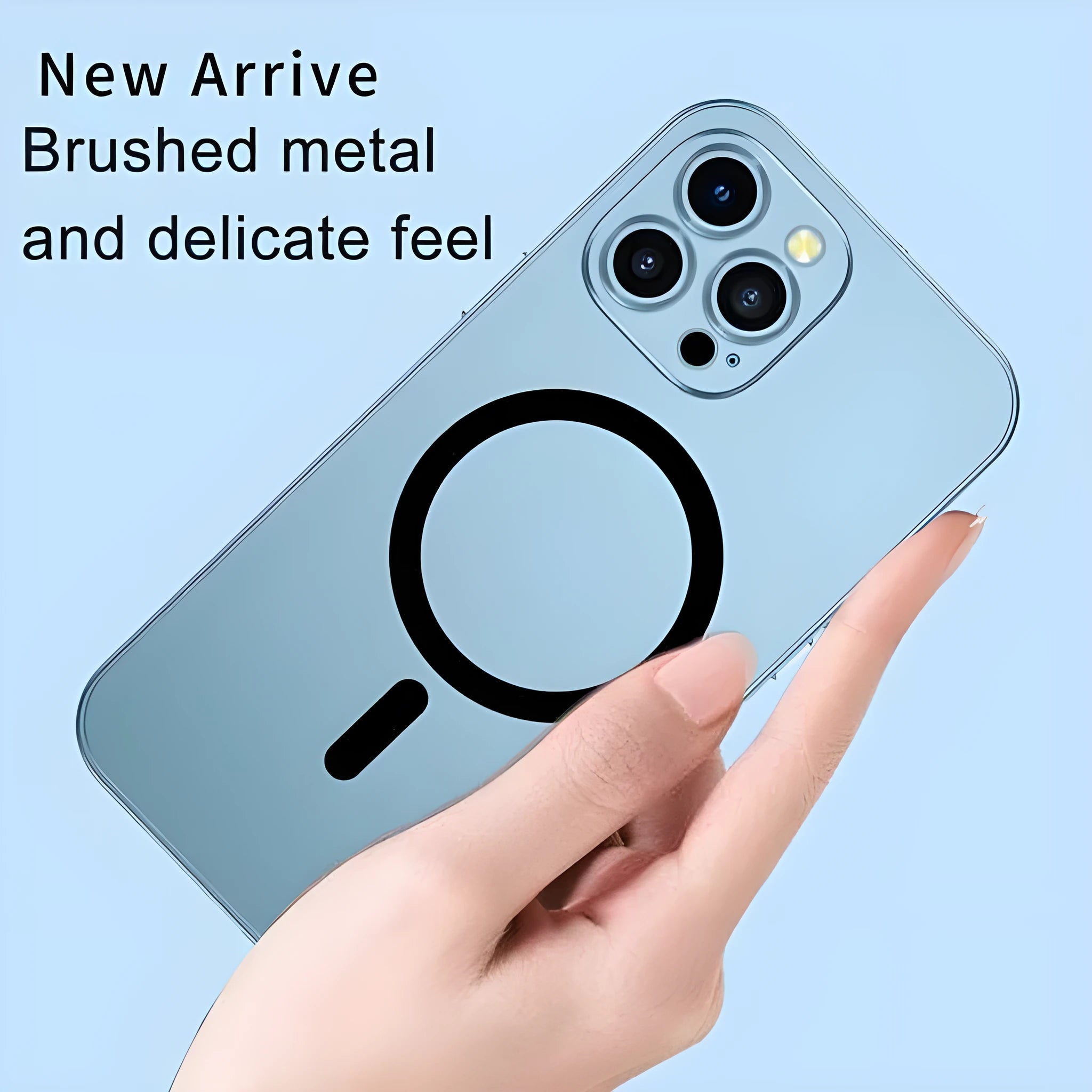 Aluminium alloy magnetic phone case showing dark purple colour with nickel piece and lens protection design