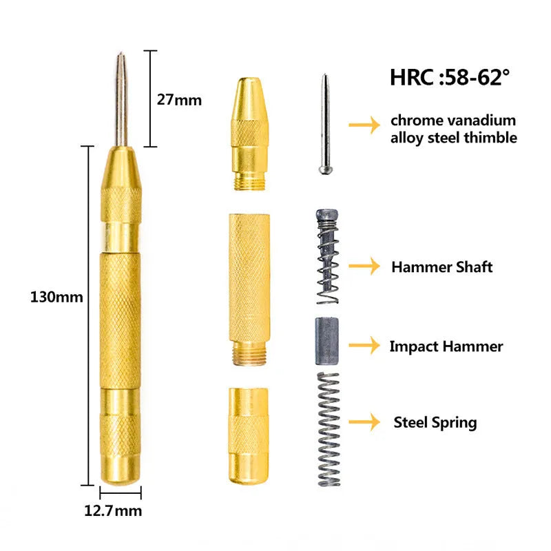 High speed steel step drill bits and centre punch set for metal drilling applications