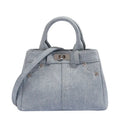 Women's casual PU shoulder handbag in denim blue or white colour, standard size with soft material