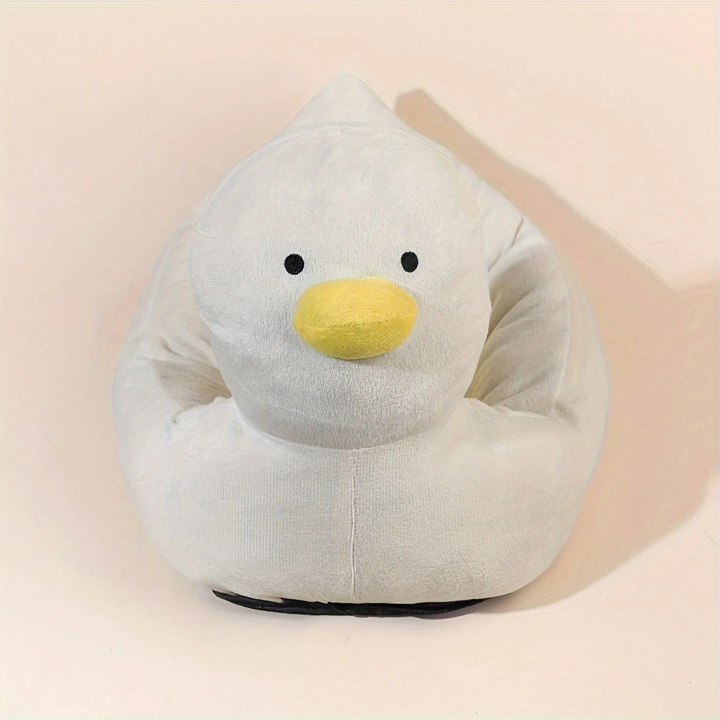 Blue duck-shaped pet bed sofa with soft polyester filling and raised edges