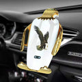 Eagle-style wireless charging car phone holder with suction cup mount in black and gold colour