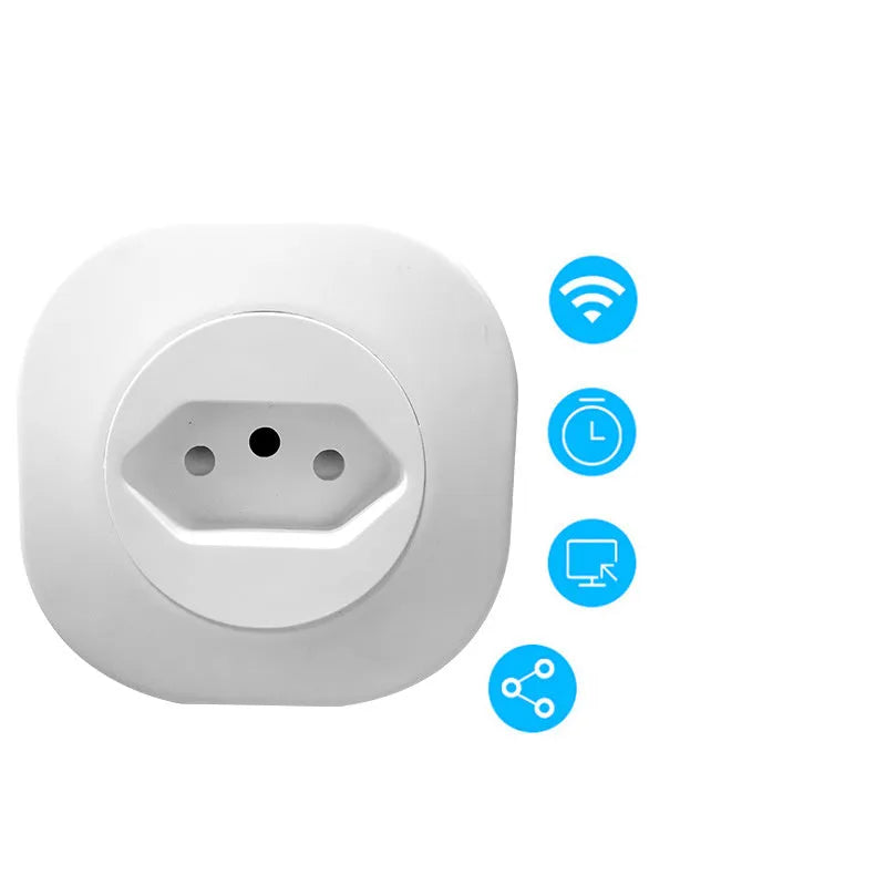 Smart socket plug with WIFI voice control showing EU plug configuration and dimensions 70x70x72mm