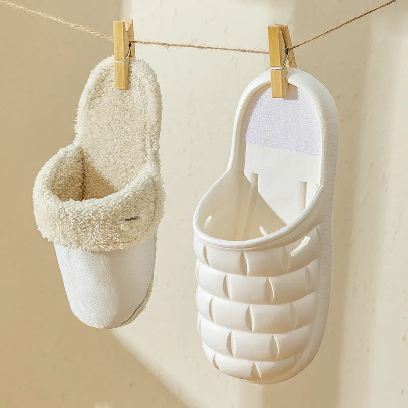 Plaid detachable EVA house slippers with plush lining, shown in multiple colours on a white background.