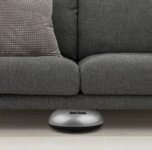 Silver compact automatic floor sweeper robot for spaces up to 70 square metres
