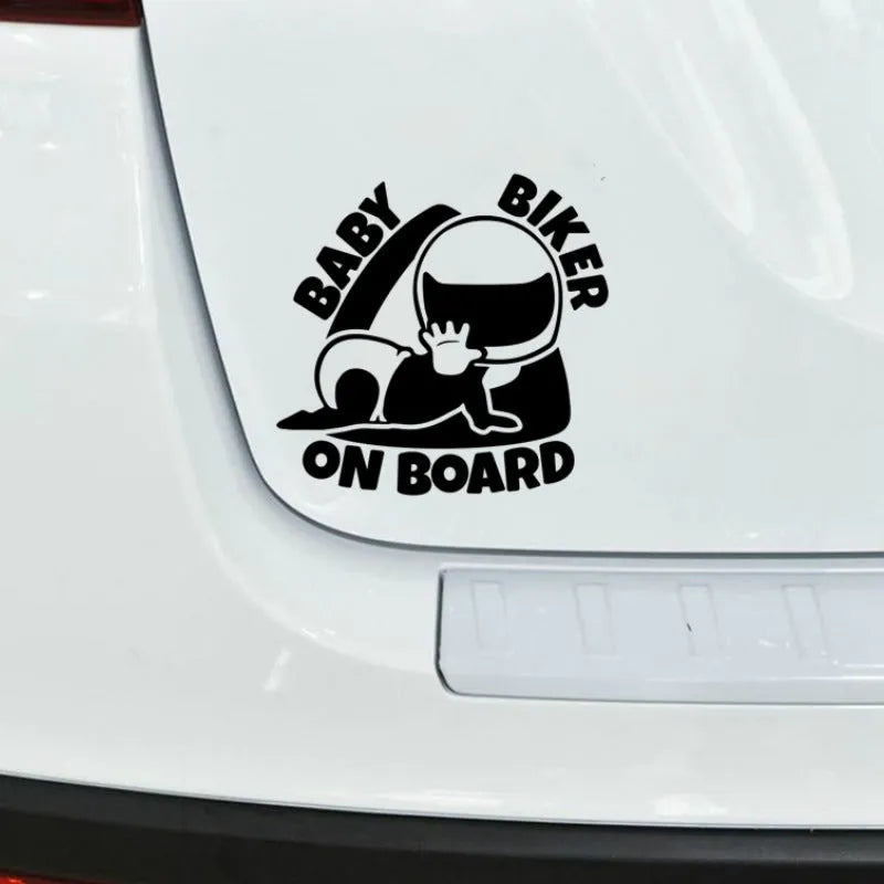 BABY ON BOARD reflective car sticker in black on vehicle rear window
