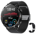 T30 Smart Watch with black silicone strap showing 52mm IPS touch screen displaying time and heart rate.
