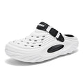 Men's casual platform slippers in light green with hollow-out detail on EVA upper
