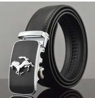 Men's automatic buckle leather belt in cowhide with multiple design options