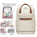 Lightweight large capacity waterproof nylon schoolbag for girls and boys, solid colour, available in Black Beige Brown Lotus Pink