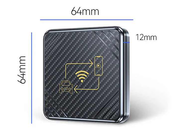 Wireless CarPlay to Android Auto conversion box with USB connector and ABS plastic housing