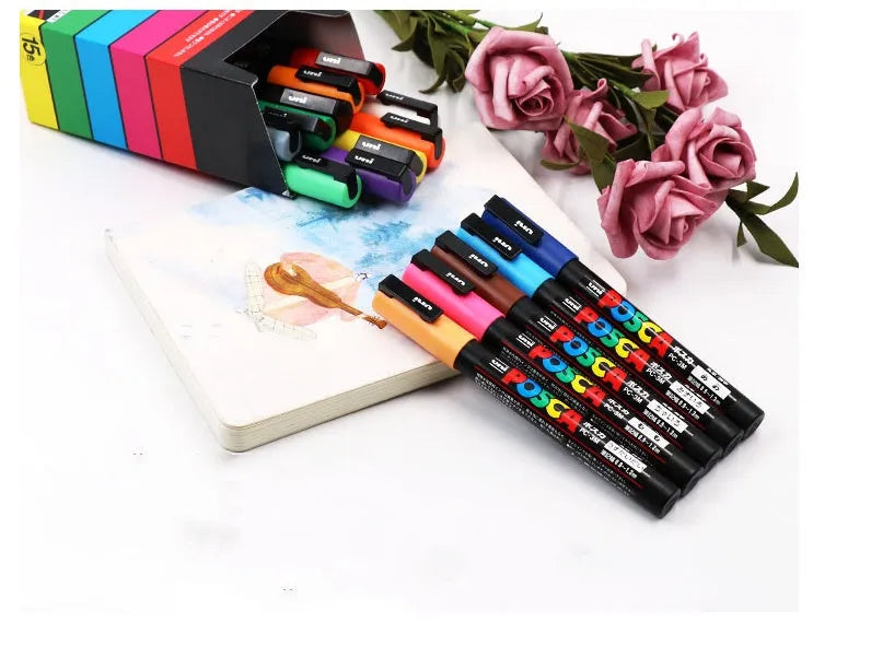 Doodle acrylic marker set with 0.9mm nib in plastic barrel showing colour options for advertising pen use