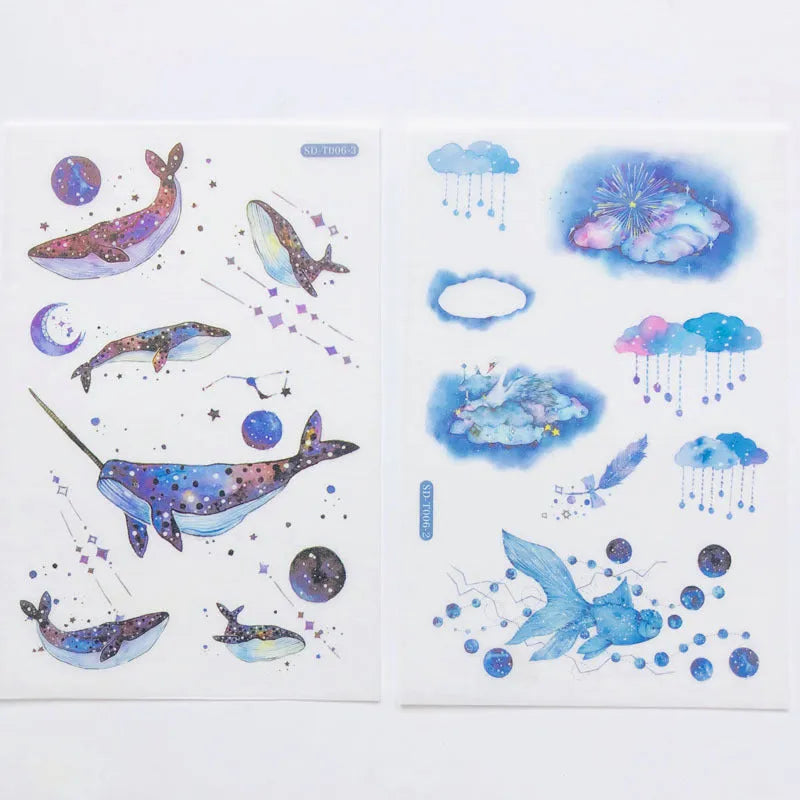Abu Sticker set with Japanese paper material showing fantasy stars design at 10.5cm by 14.1cm size