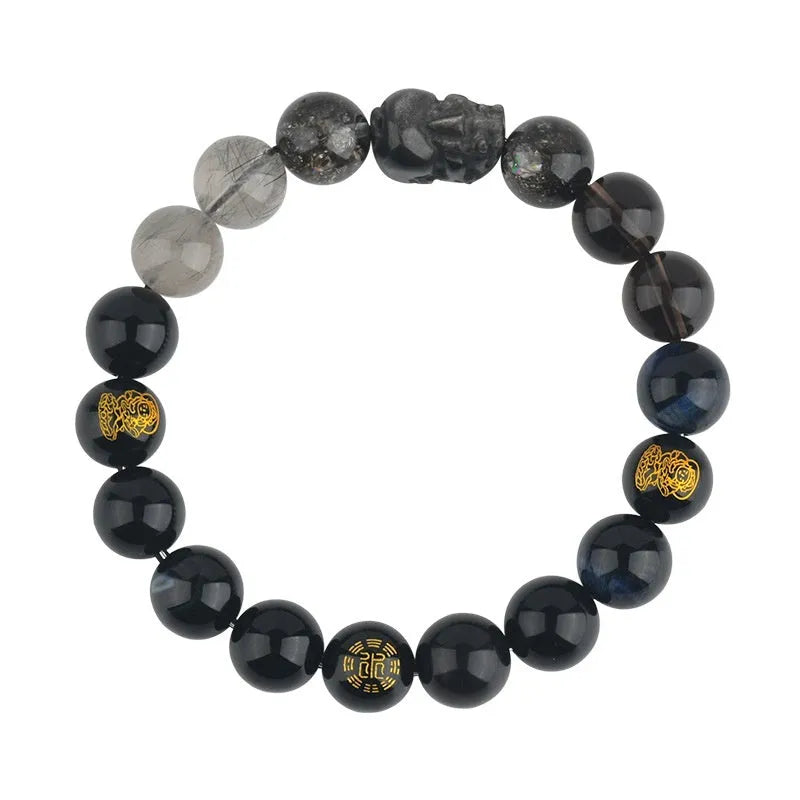Five Elements crystal bracelet with geometric beads in Gold, Wood, Water, Fire, or Soil colours