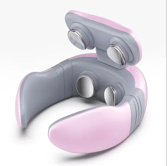 Smart electric pulse back and neck massager with 4 heads, remote control, and hot compress