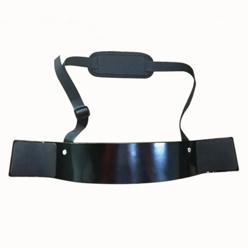 Black aluminum alloy biceps training board with nylon straps and elbow pads, 580x900mm