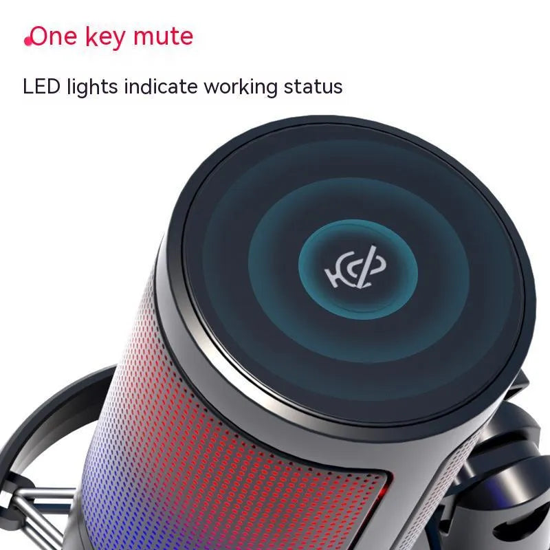 USB condenser microphone with RGB lighting for live broadcast in black, white or pink