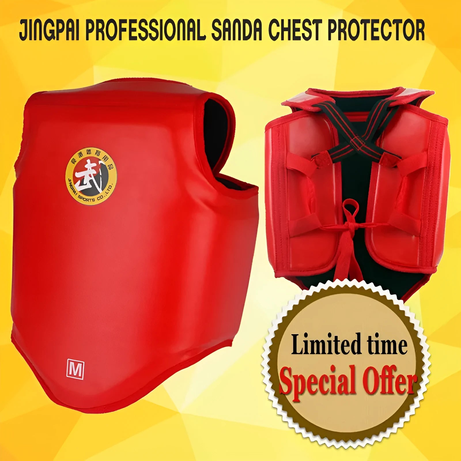Boxing helmet and chest protector set for fighting training in red, blue, or black