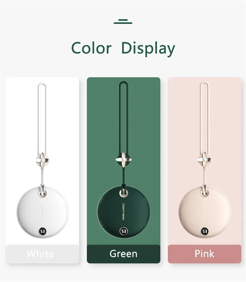 Green pink white power bank hand warmer 5000mAh with digital display screen and Type-C cable