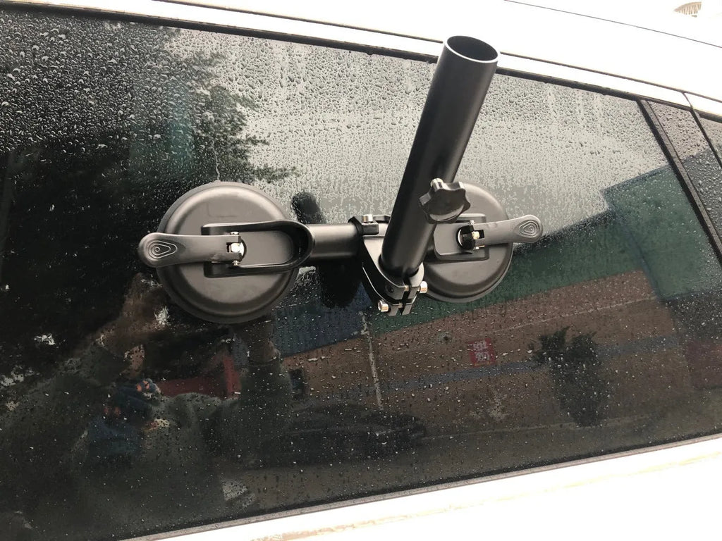 Black off-road car sucker base for windscreen flagpole mounting with round suction cup