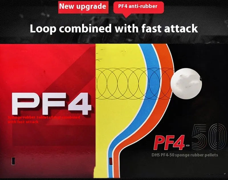 PF4-50 anti-rubber table tennis racket in choice of black or red colour with thick or medium thick sponge.
