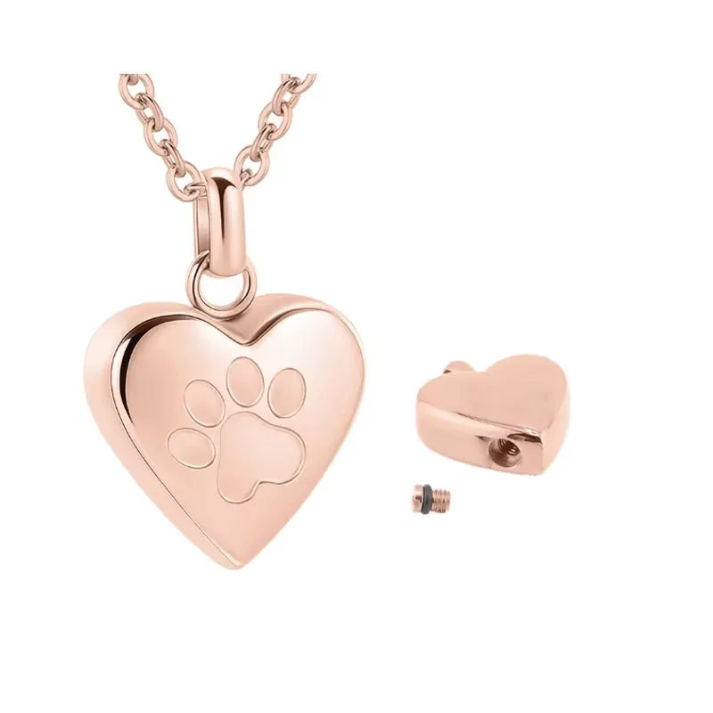 Openable heart-shaped titanium steel casket necklace on a chain in silver finish.