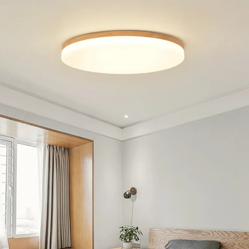Japanese minimalist wood and acrylic LED ceiling lamp in three available sizes