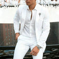 White men's two-piece slim fit suit for wedding groomsman attire in acetate fibre blend
