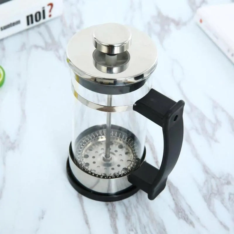 Small glass and stainless steel stovetop coffee maker with 350 ml capacity