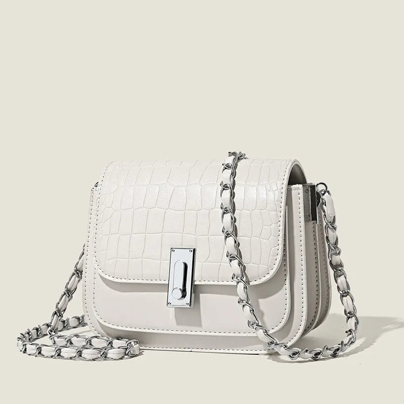 Women's soft PU leather shoulder bag in horizontal square shape with mobile phone pocket