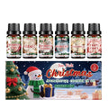 Christmas aromatherapy essential oil set with six 10ml bottles of festive scents including Christmas Cake and Gingerbread