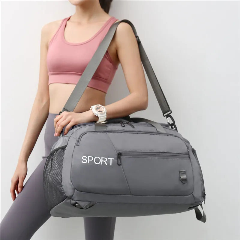Waterproof gym backpack with separate shoes compartment and multiple pockets in light green colour