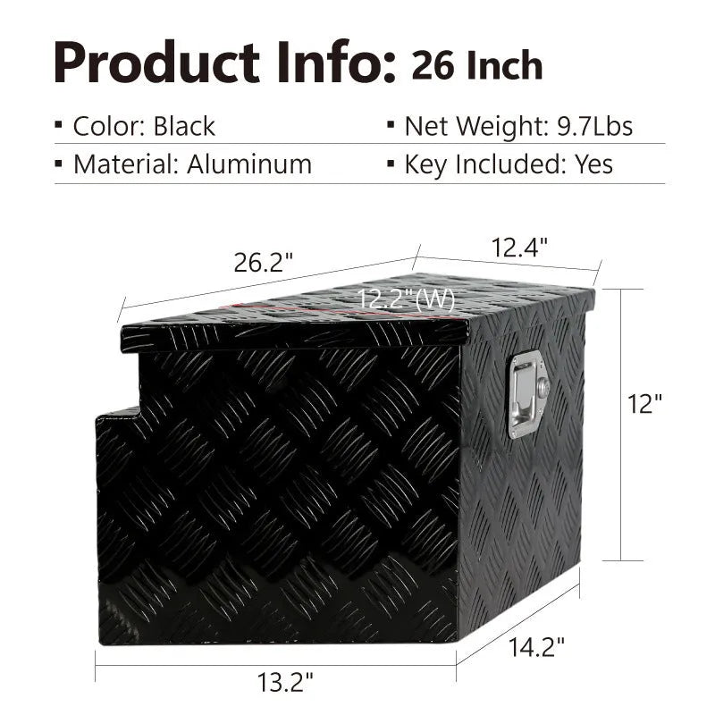 Black aluminium alloy toolbox with 26-inch T-casting case design for mechanics tools