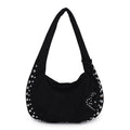 Soft plush strapless underarm tote handbag in retro style with multiple colour options