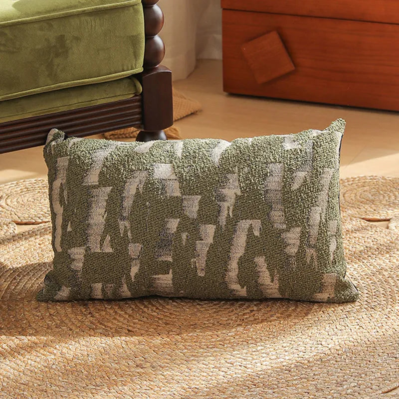 Square 45cm retro jacquard cushion cover with a woven plants and flowers pattern in a Nordic style, shown in one of eight available colours.
